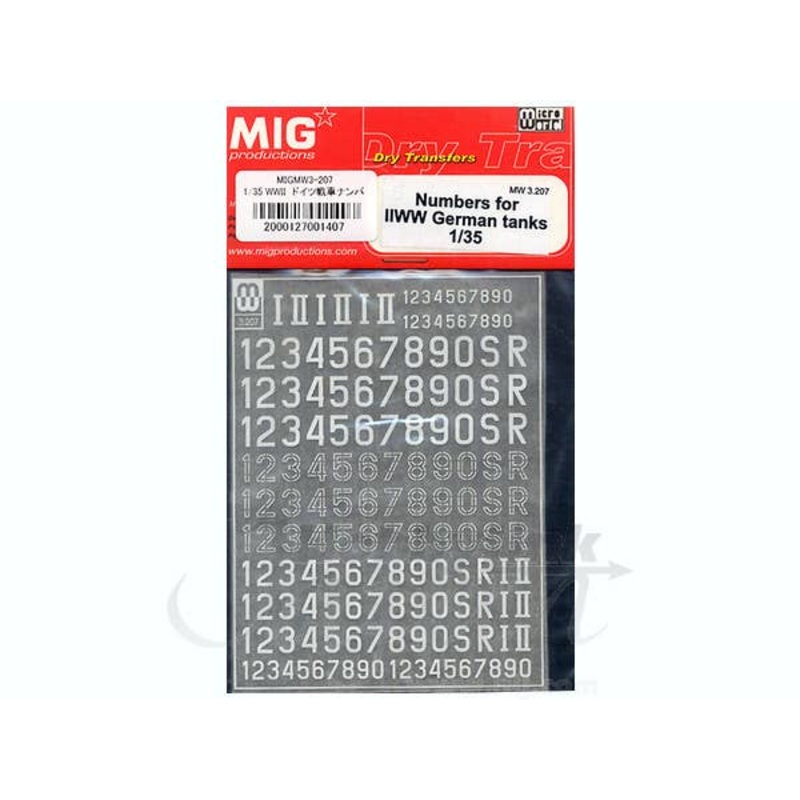 1/35 Numbers for WWII German Tanks