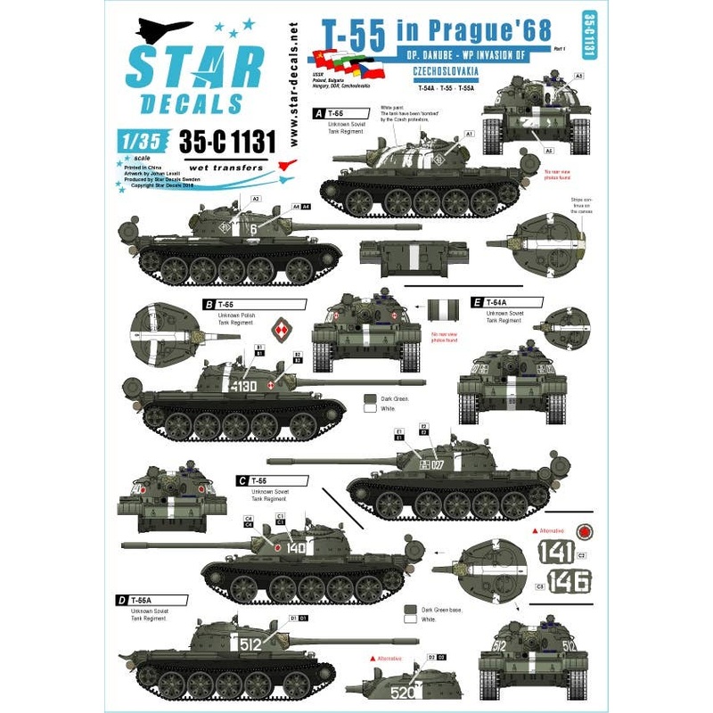 1/35 T-55 in Prague 1968 Op. Danube the WP Invasion of Czechoslovakia T-54A, T-55 and T-55A