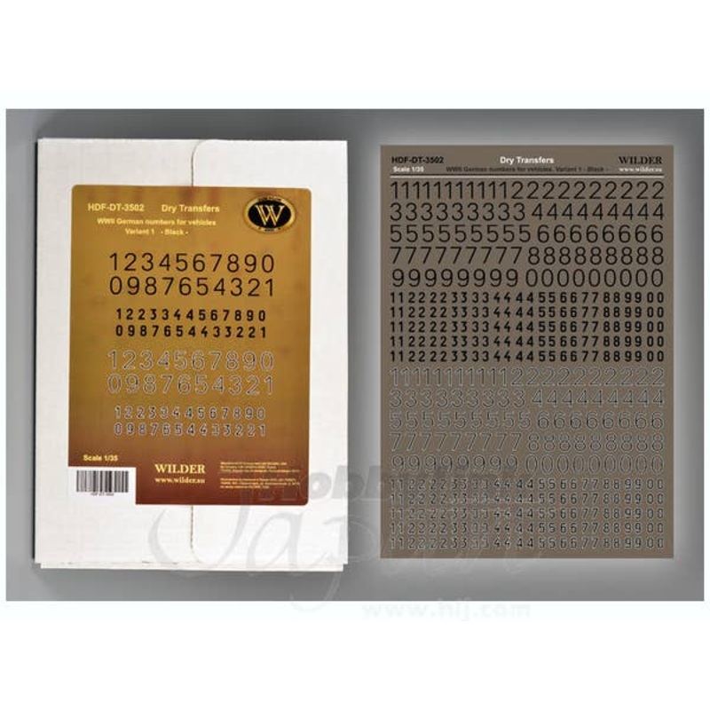 1/35 WWII German Numbers for Vehicles, Variant 1 : Black