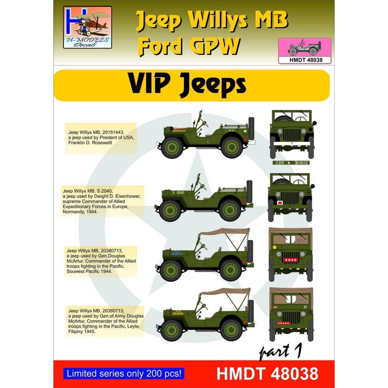 1/48 Jeep Willys MB/Ford GPW: VIP Jeeps, Pt.1