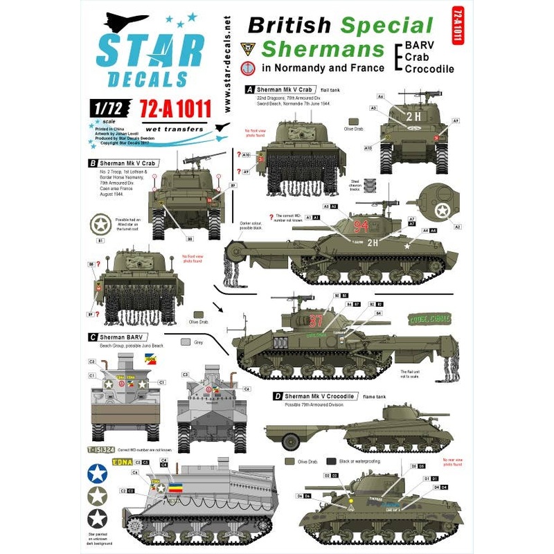 1/72 British Special Shermans - BARV, Crab and Crocodile