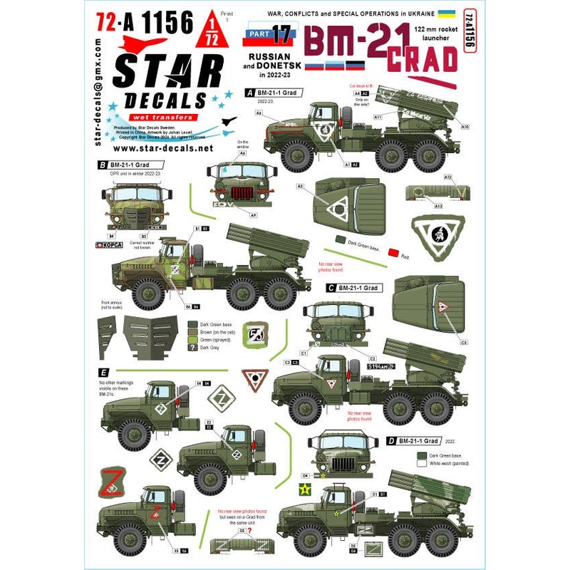 1/72 Current The War in Ukraine #17 Russia/Donetsk Army BM-21 Grad 122mm Rocket Launcher (2022-2023)