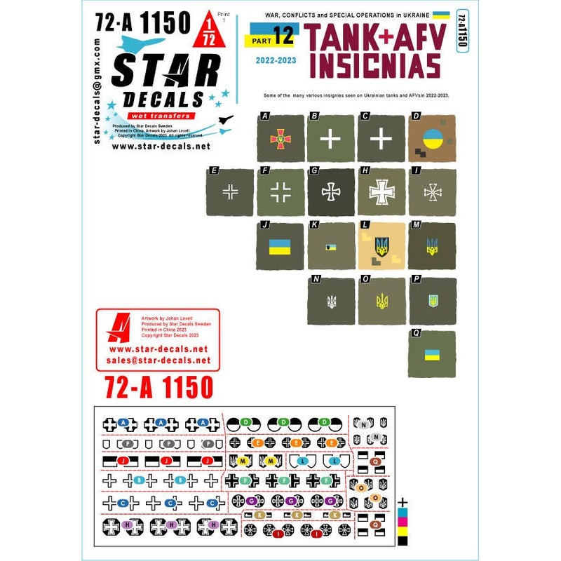 1/72 Current Use Ukraine War #12 Universal nationality markings for Ukrainian Military Vehicles (2022-23)