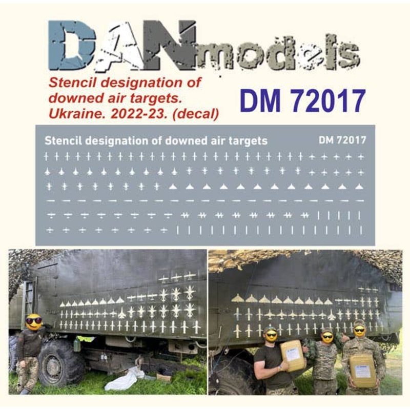 1/72 Decal Stencil designation of downed air targets. Ukraine, 2022-2023