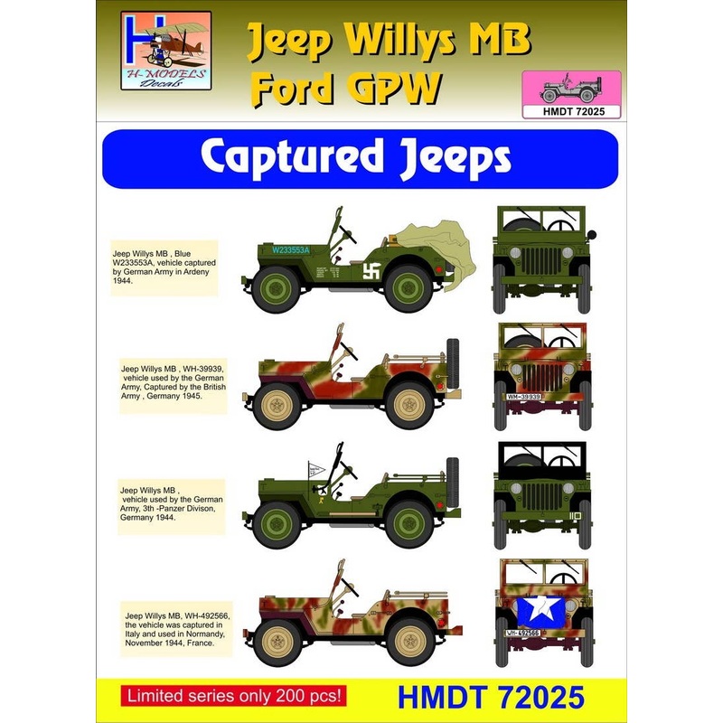 1/72 Jeep Willys MB/Ford GPW: Captured Jeeps