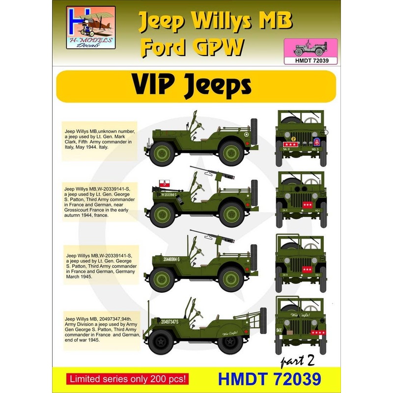 1/72 Jeep Willys MB/Ford GPW: VIP Jeeps, Pt.2