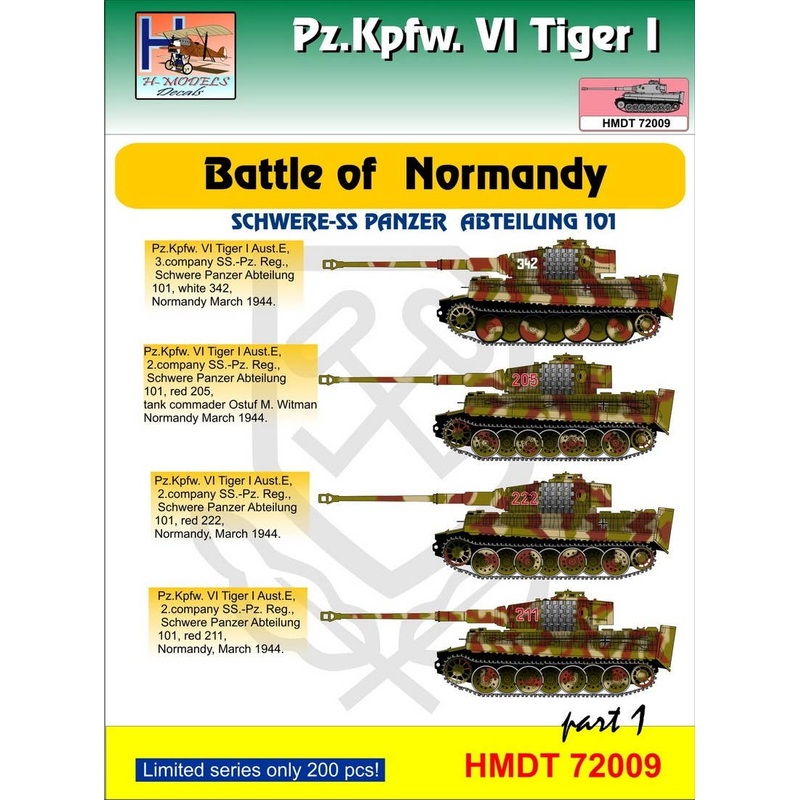 1/72 Pz.Kpfw.VI Tiger I Battle of Normandy (Schwere SS-Pz. Abt.101), Pt.1