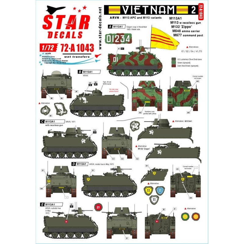 1/72 Vietnam ARVN #2 M113 in South Vietnam Army