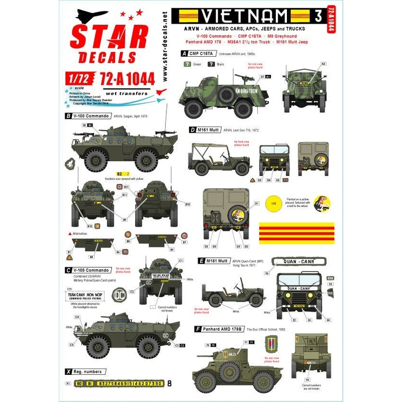 1/72 Vietnam ARVN #3 V-100, Greyhound and Other AFVs in South Vietnam Army