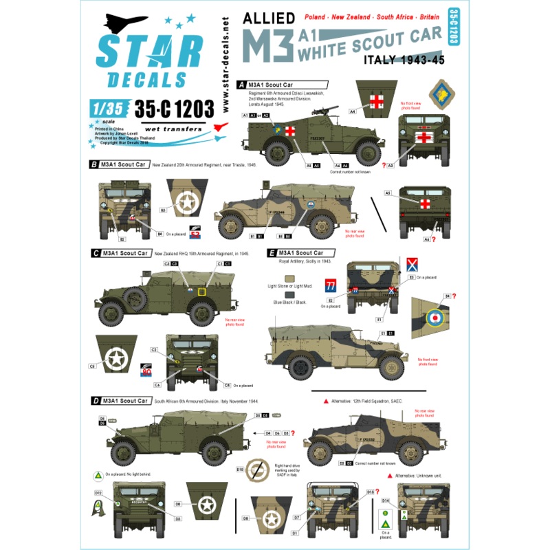 1/35 Allied M3A1 White Scout Car Polish, NZ, South African and British Scout Cars in Italy 1943-45