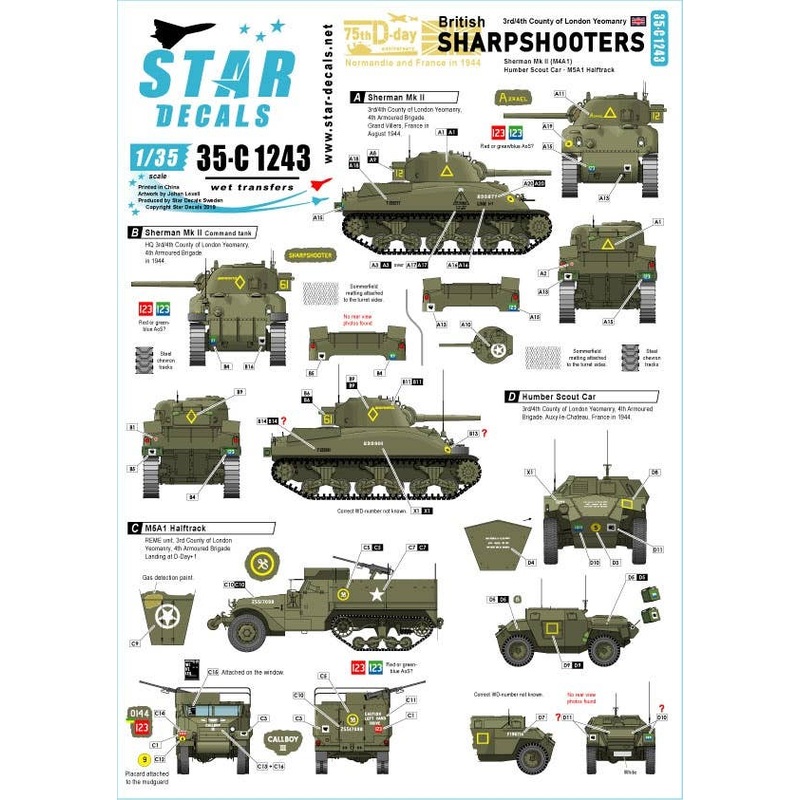1/35 British Sharpshooters 75th D-Day Special Shermans and AFVs of 3rd/4th County of London Yeomanry