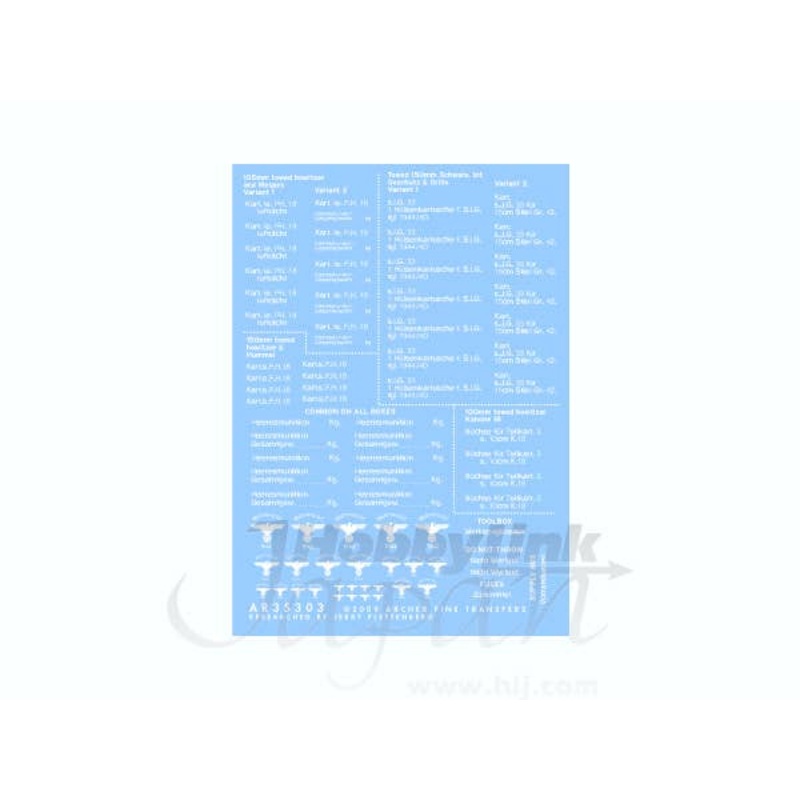 1/35 German WWII Ammo Box Stencils (100,105 & 150mm, White)