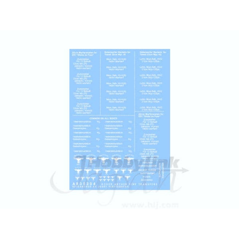1/35 German WWII Ammo Box Stencils (Rocket Weapons, White)