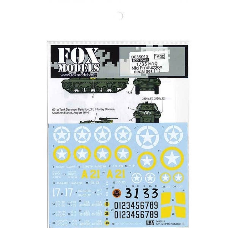 1/35 M10 Mid Prouction Decal Set #1