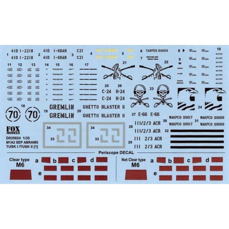 1/35 M1A2 SEP Abrams TUSK 1 / TUSK 2 Decal Set [1] for Tamiya
