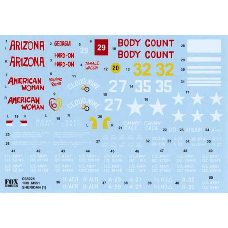 1/35 M551 Sheridan (Vietnam) Decal Set [1]