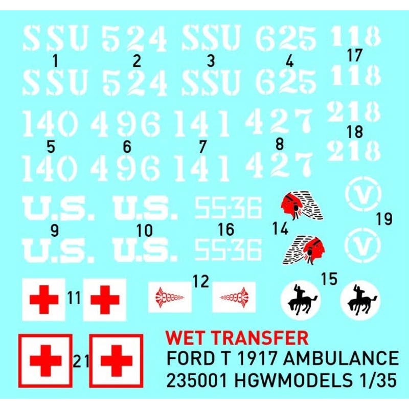 1/35 Model T 1917 Ambulance Stencils (ICM)