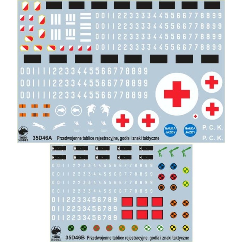1/35 Polish Army Vehicles Pre-War Registration Numbers, Unit Insignia & Stencils Decals