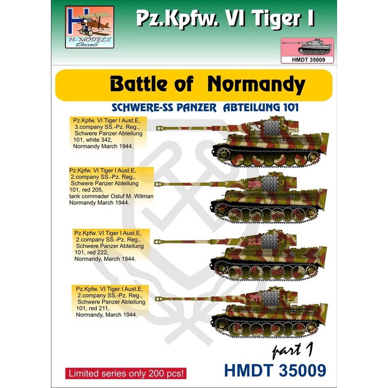 1/35 Pz.Kpfw.VI Tiger I Battle of Normandy (Schwere SS-Pz. Abt.101), Pt.1