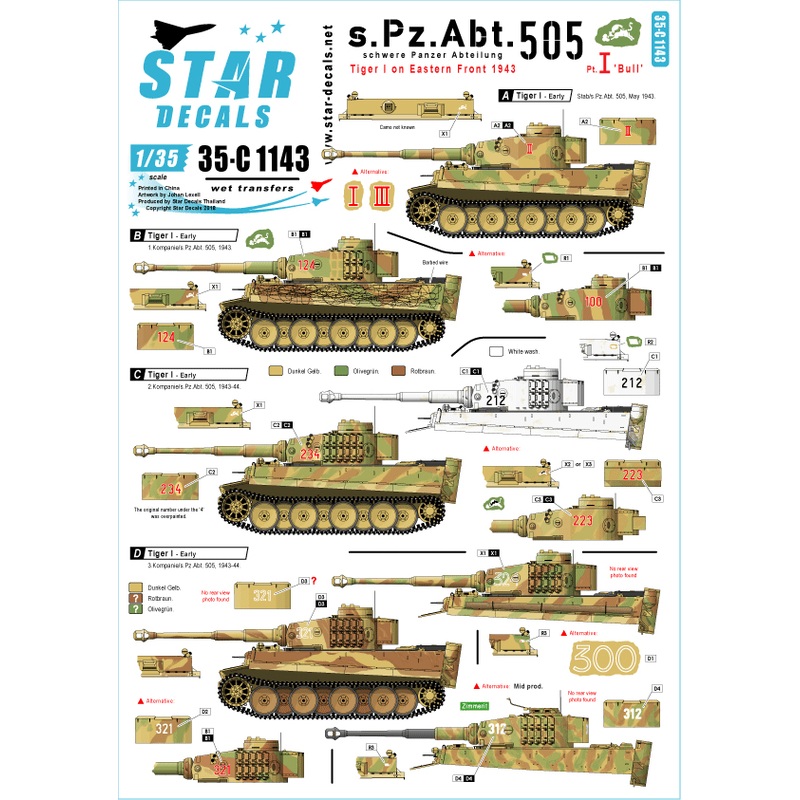 1/35 Schwere Pz.Abt. 505 Early and Mid Production Tiger I with "Bull" Marking