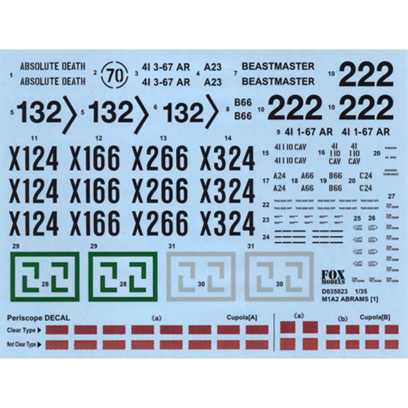 1/35 US M1A2 Abrams Decal Set [1] (for Tamiya)