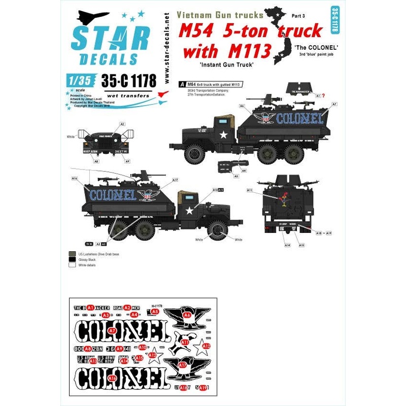 1/35 Vietnam Gun Trucks #3 The Colonel 3rd Blue Paint Job M54 5-Ton Truck with a Gutted M113