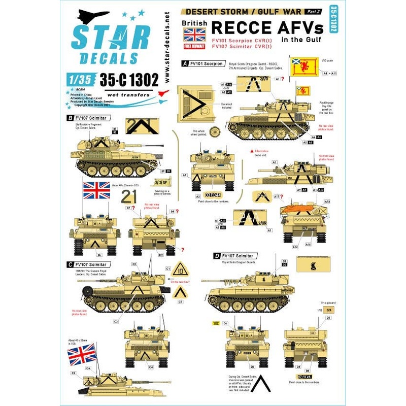 1/35 Working Gulf War 1990 - 91 British Army Reconnaissance AFV CVR (T) Scorpion / Scimitar