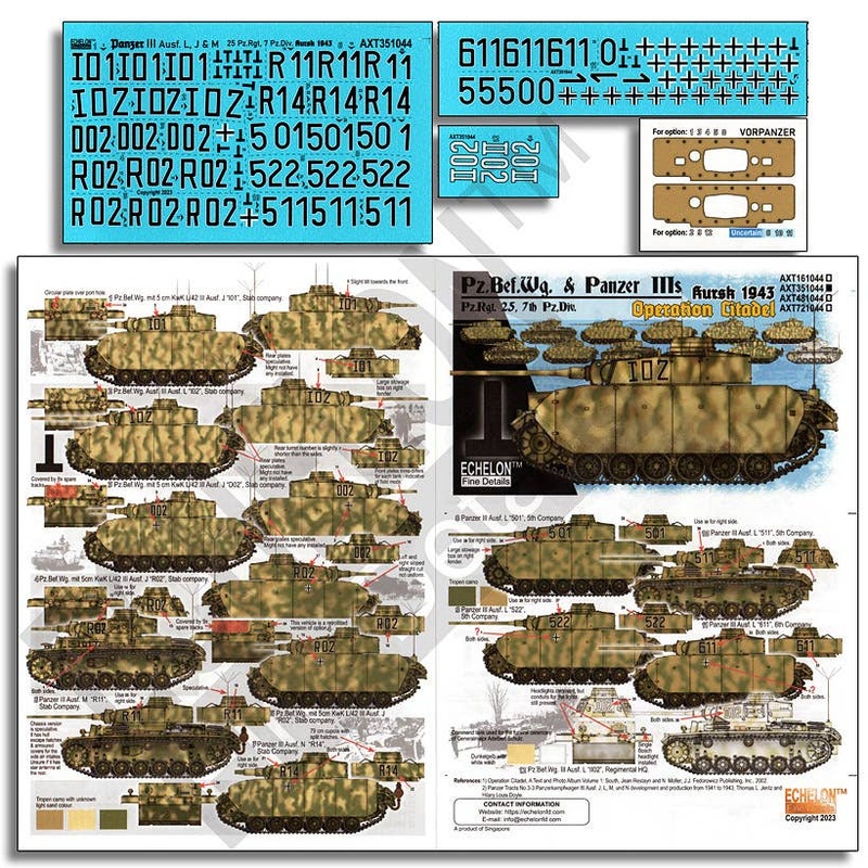 1/35 WWII German 7th Panzer Division Panzer III Command Tank & Panzer III J/L/M/N type during Operation Zitadelle