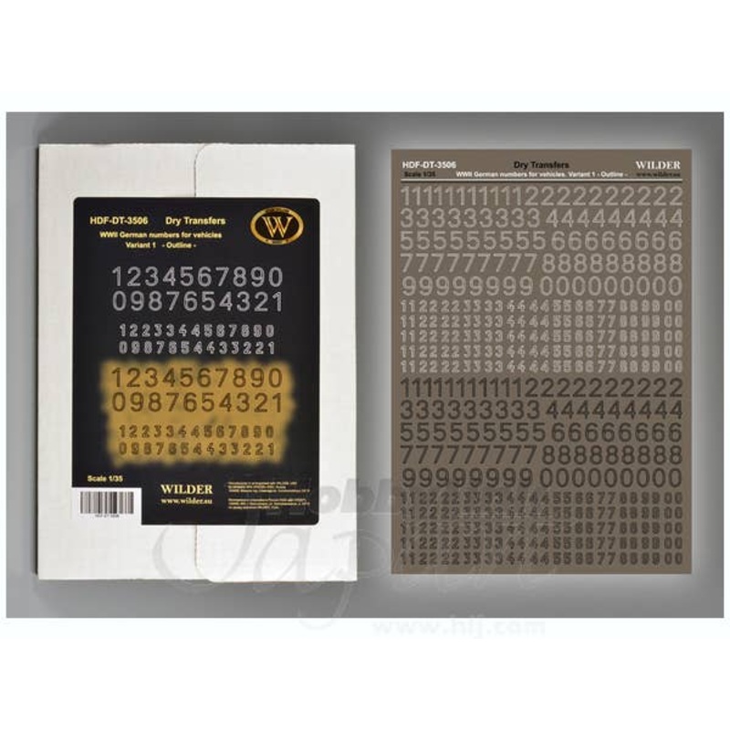 1/35 WWII German Numbers for Vehicles, Variant 1 : Outline