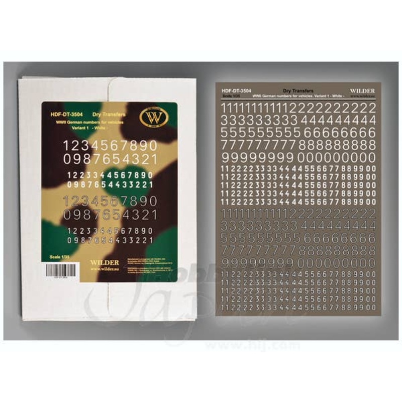 1/35 WWII German Numbers for Vehicles, Variant 1 : White