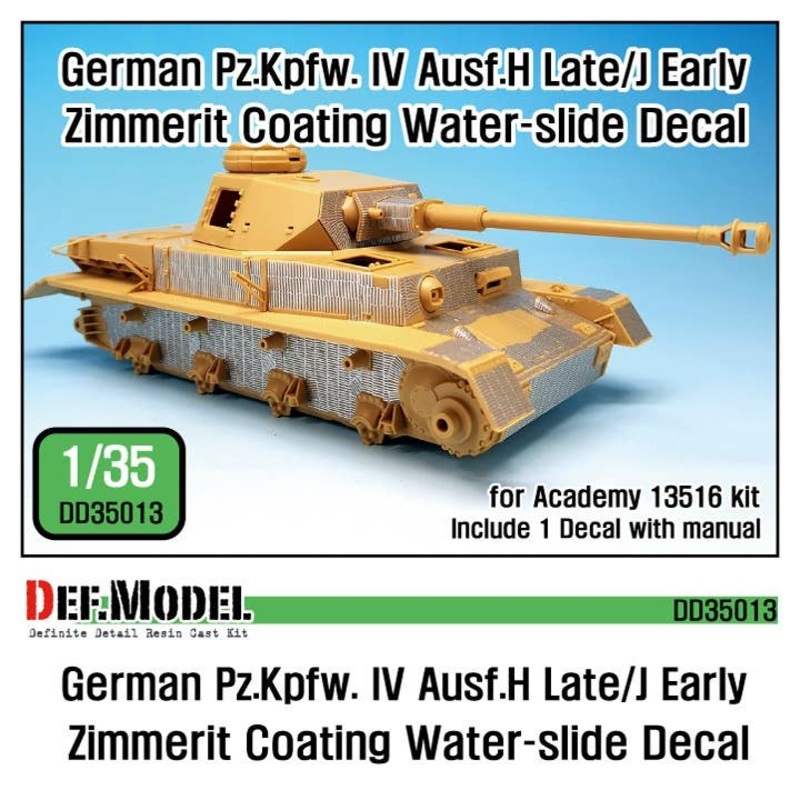 1/35 WWII German PZ.IV Ausf.H Late/J Early Zimmerit Coating Water Slide Decal (for Academy)