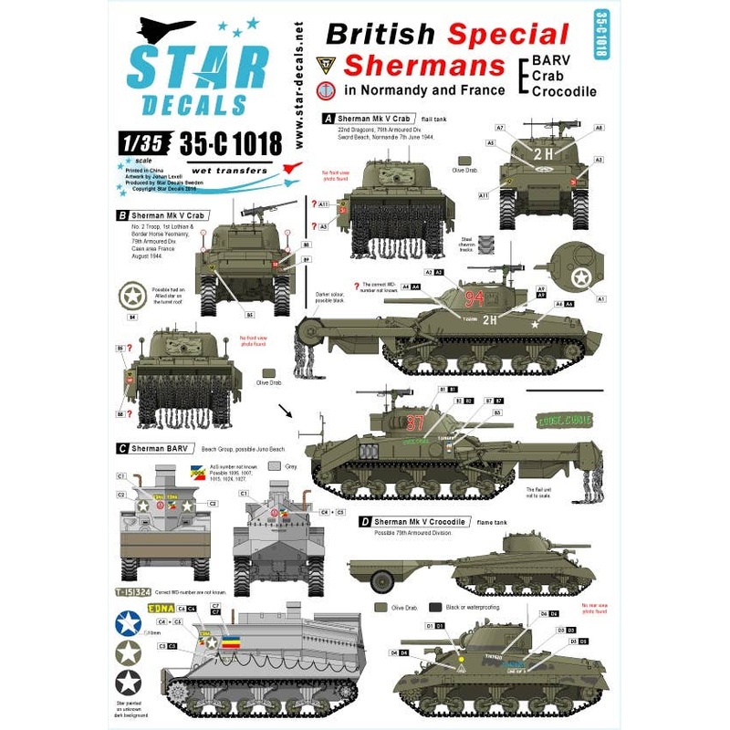 1/35 British Special Shermans - BARV, Crab & Crocodile Shermans