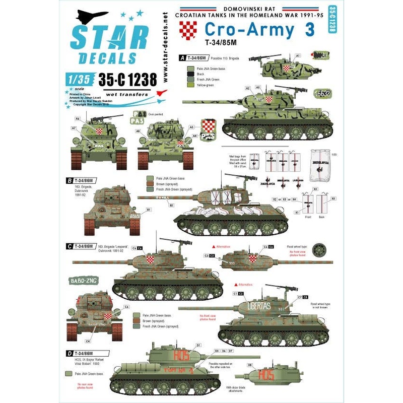1/35 CRO-ARMY #3 Domovinski Rat Homeland War 1991-95 T-34/85M