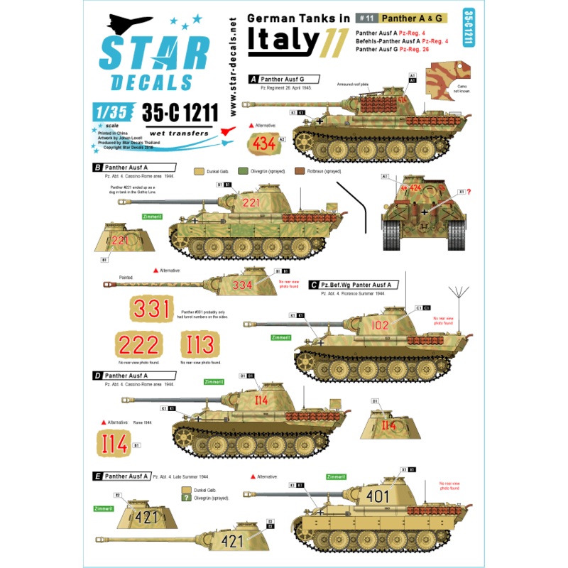 1/35 German Tanks in Italy #11 Panther Ausf A, Bef-Panther Ausf A, Panther Ausf G
