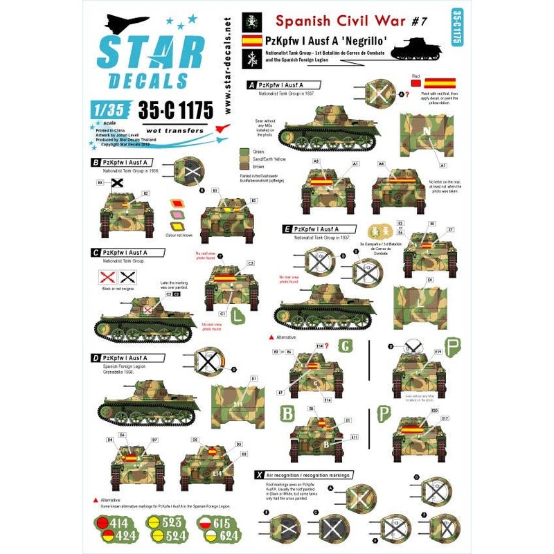 1/35 Spanish Civil War #7 PzKpfw I Ausf A Negrillo Nationalist Markings