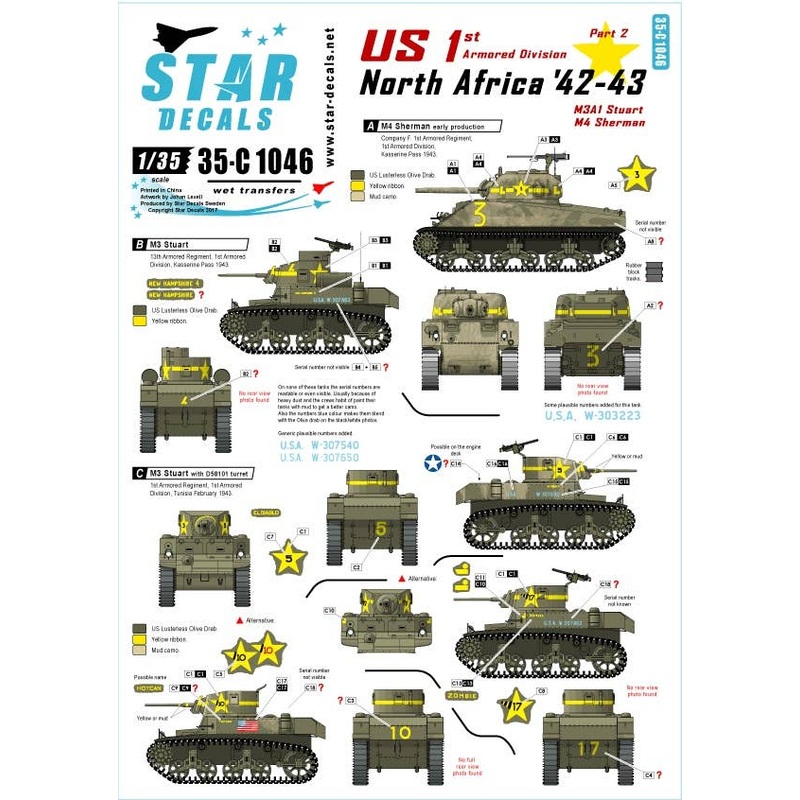 1/35 US in North Africa #2 - 1st Armored Division M4 Sherman, M3 Stuart