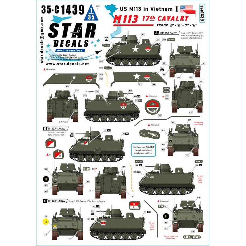 1/35 US M113 in Vietnam # 1. M113A1 ACAV. 17th Cavalry. Troop B, E, F and H.