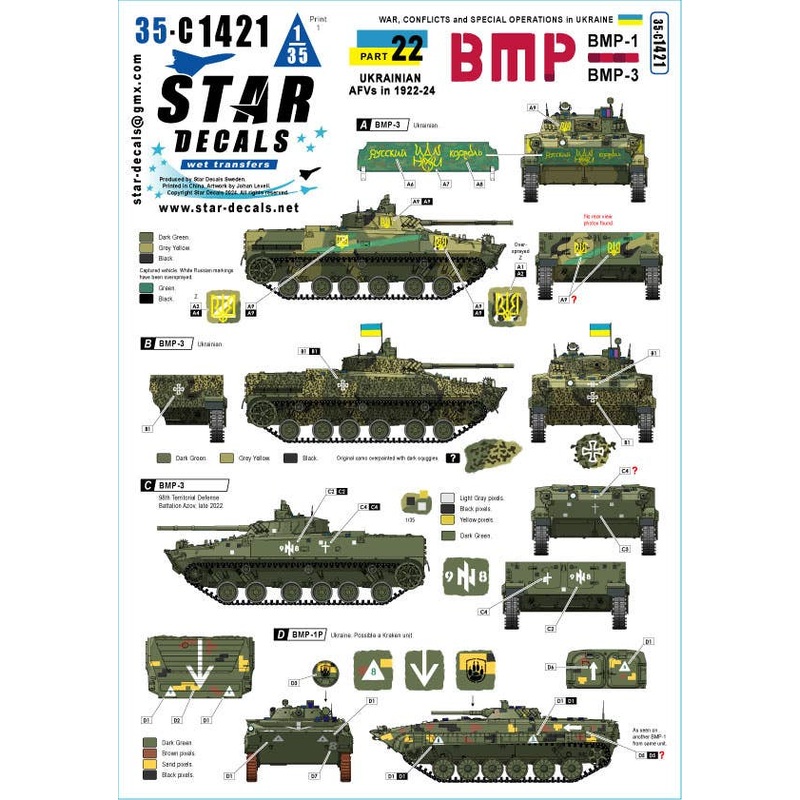 1/35 War in Ukraine # 22. Ukrainian BMP-1 and BMP-3 in 2022-24.