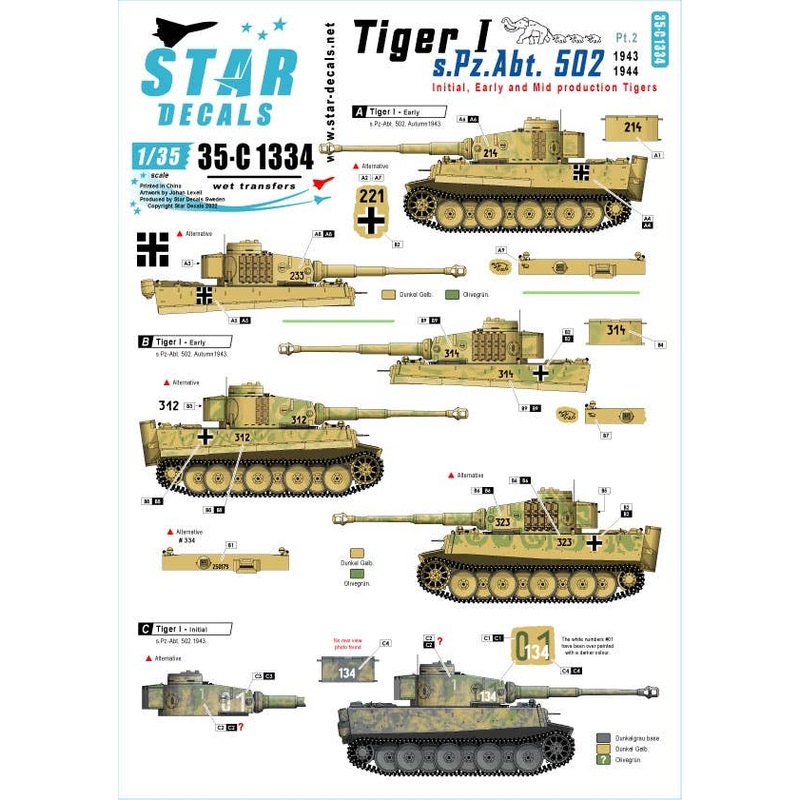 1/35 WW.II Wehrmacht Tiger I s.Pz.Abt. 502 # 2 Initial / Early and Mid production Tigers 1943-44