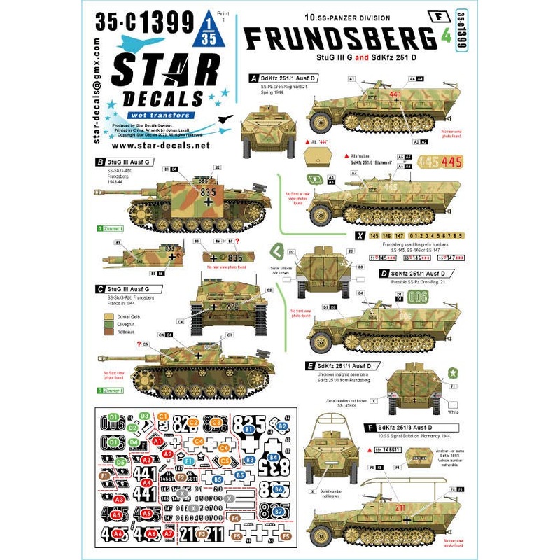 1/35 WWII German 10th SS Panzer Division Frunzberg Vehicle #4 Stug III G type/Sd.Kfz.251 D type