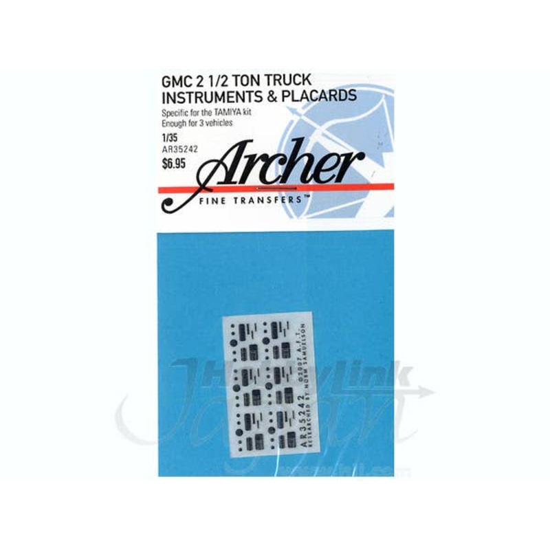 GMC 2 1/2t Truck Instruments & Placards for Tamiya