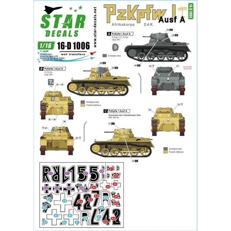 1/16 PzKpfw I Ausf A. DAK Afrikakorps in Libya.