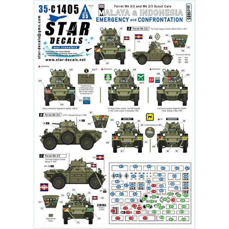 1/35 Current Ferret Mk.2/2 and Mk.2/3 Reconnaissance Armoured Cars in the Malayan Crisis and Malaysian Conflict (1950s-60s)