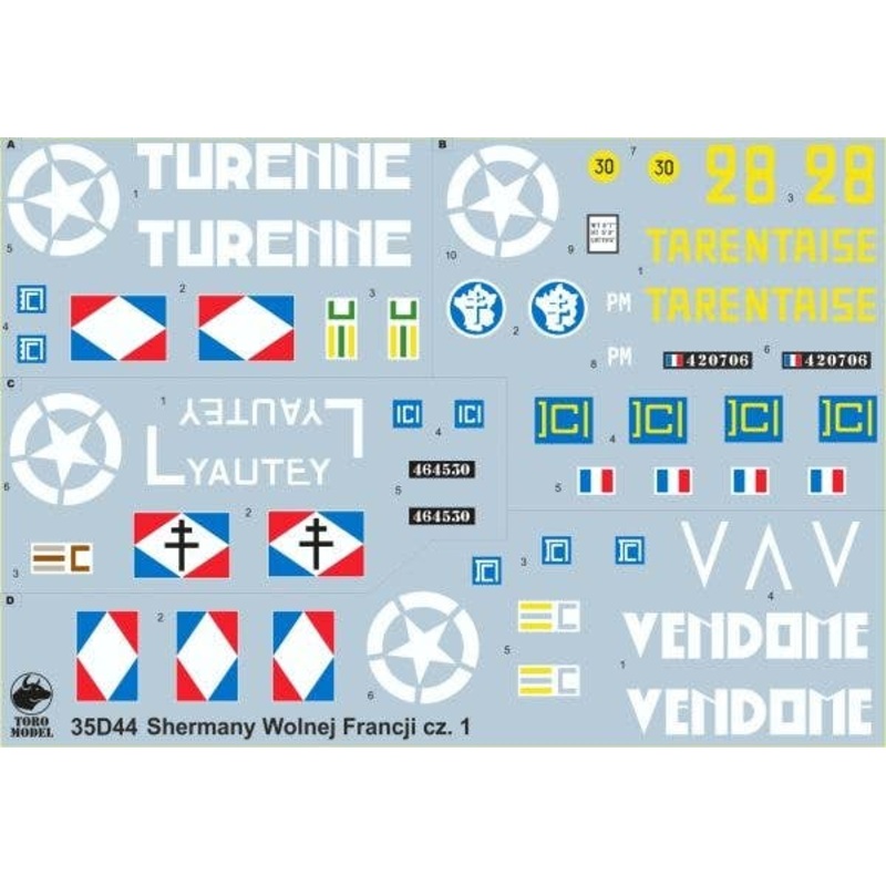 1/35 Free French Forces Sherman Tanks Vol.1 Decals