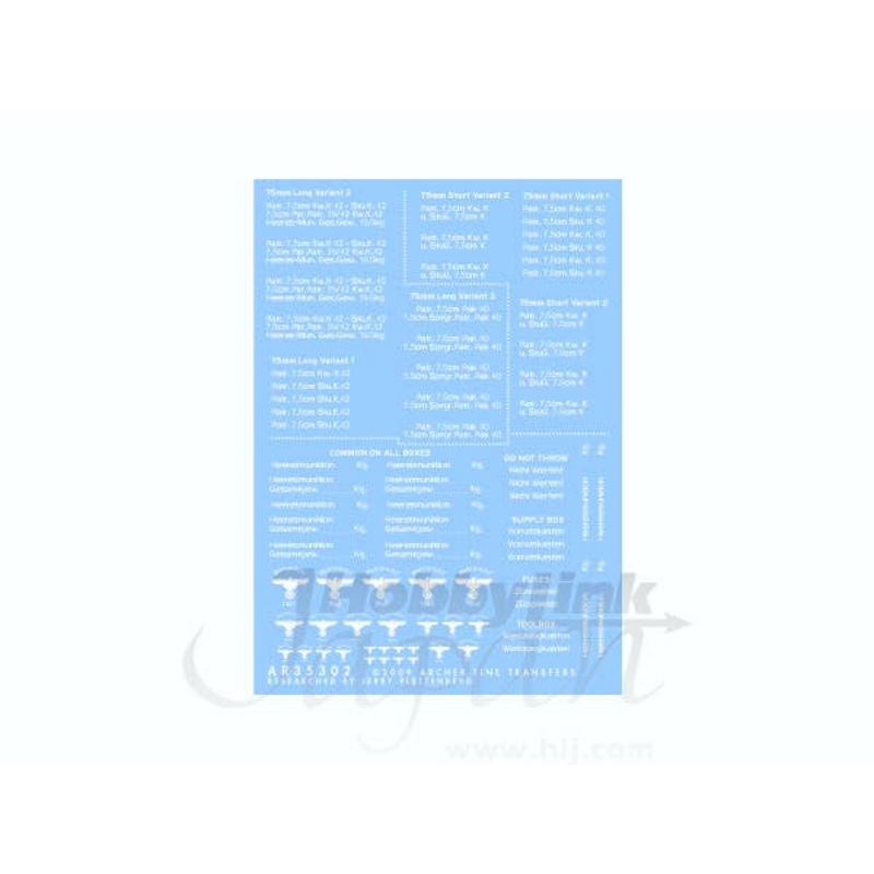 1/35 German WWII Ammo Box Stencils (75mm L/S, White)