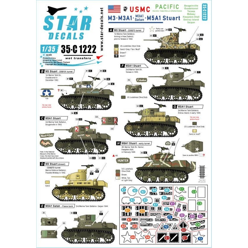 1/35 M3, M3a1, M3a1 Satan And M5a1 Stuart Us Marine Corps