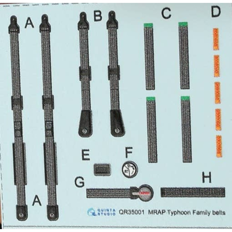 1/35 MRAP Typhoon Family belts for 1 seat, 3D-Printed & Coloured Decal (for all kits)