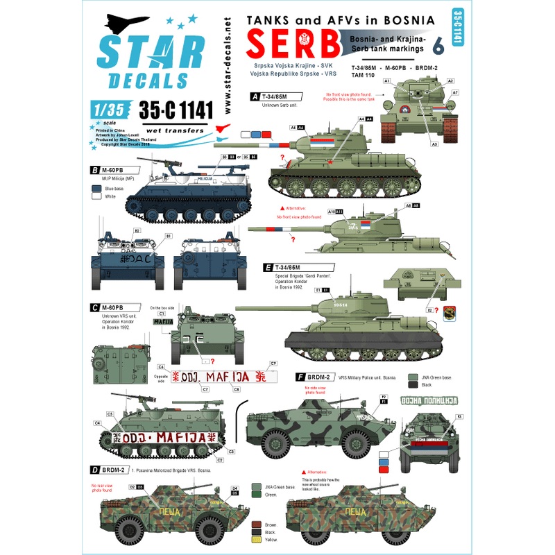 1/35 Tanks & AFVs in Bosnia #6 Serbian T-34, BRDM-2, M60 PB, TAM-110
