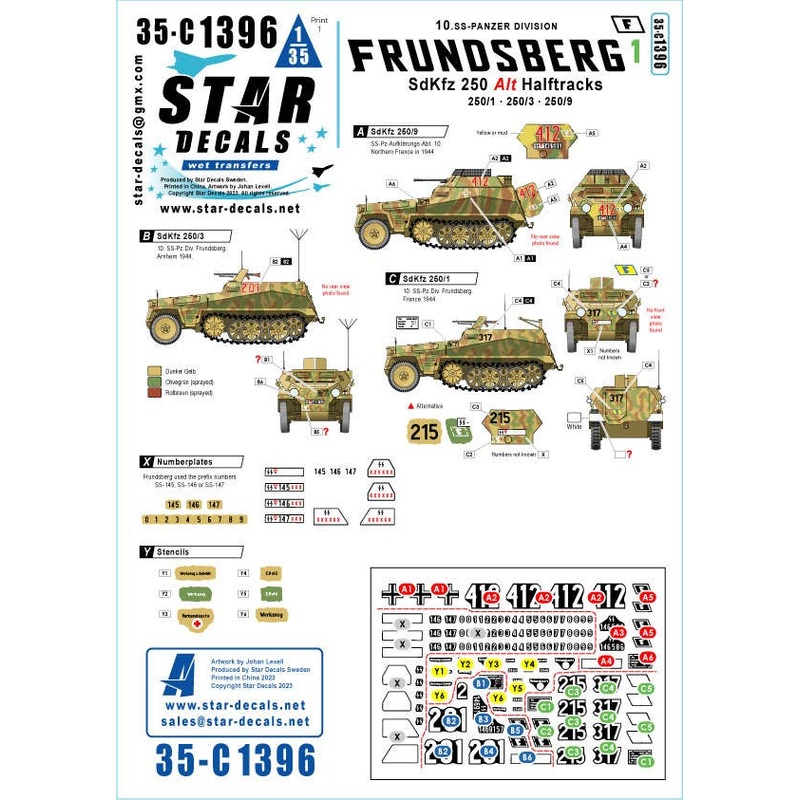 1/35 WWII German 10th SS Panzer Division Frunzberg Vehicle #1 Sd.Kfz.250 Arte