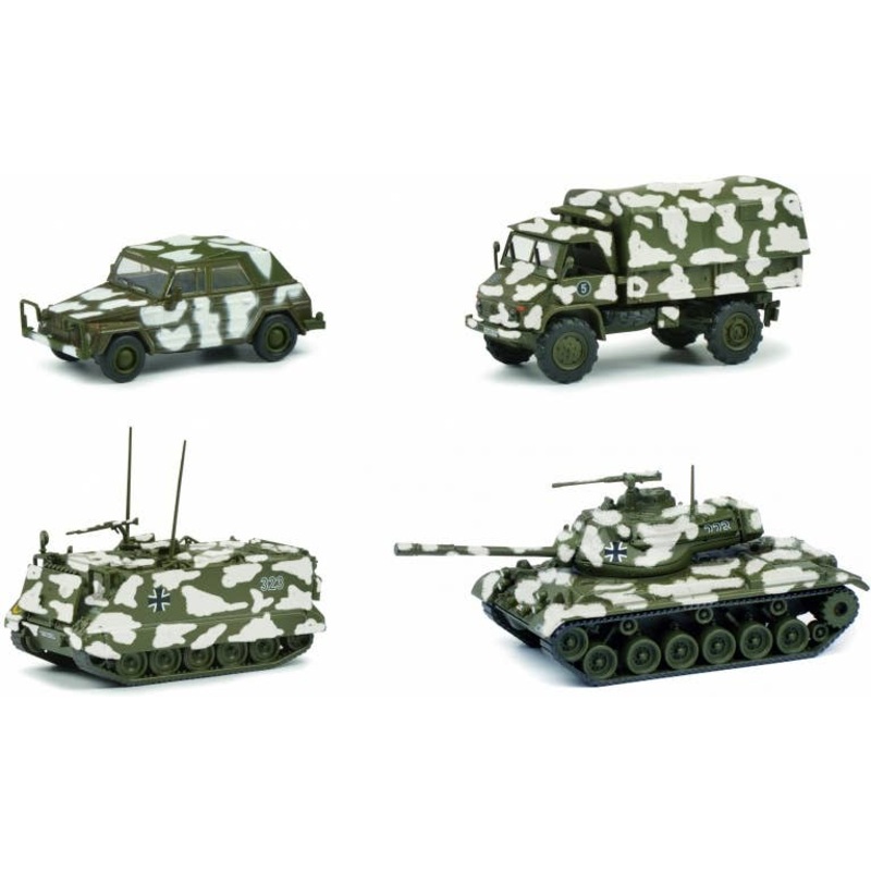 1/87 Winter Camouflage Set M113, M47, Unimog S404, VW Kuebelwagen